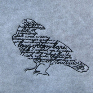 Raven with Poe Quote Embroidered Gray Fleece by CirclesOfStoneShop, $ ...