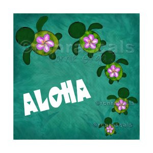 Honu Ohana Aloha or Ohana means Family 8x8 or 10x8 Art Print