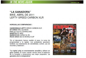 Bike (Avril 2011) : La Lefty Speed Carbon XLR élue 