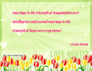 marriage is the triumph of imagination over intelligence and second ...