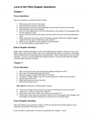 Lord of the Flies Chapter Questions - DOC by ojd96442