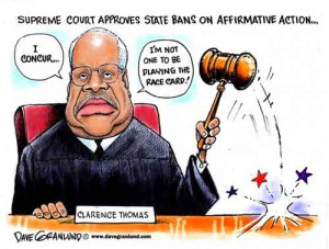 ... Action, Clarence Thomas got his and screw you, Granlund cartoon