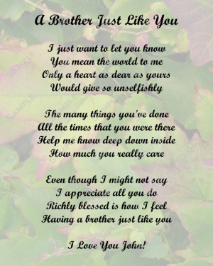 Brother Poem Love Poem Digital INSTANT DOWNLOAD - On Sale!!