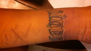 Saint/sinner anagram tattoo i did