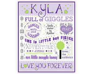 ... Niece, girls personalized typography poster, gifts for little girls