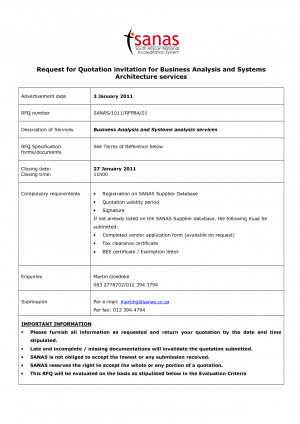 Request for Quotation - Business Analysis