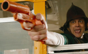 Lewis (Johnny Knoxville) has a Funny Gun in ‘The Last Stand’