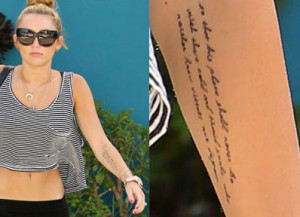 Tatuaggi di Miley Cyrus, l’amore, la politica e l’occulto