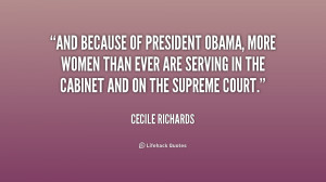 And because of President Obama, more women than ever are serving in ...