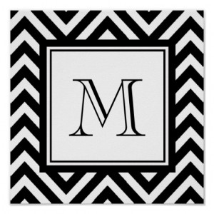 YOUR MONOGRAM, BLACK CHEVRON PRINT