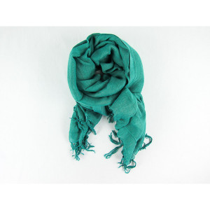 Love Quotes Linen Tassel Scarf- Emerald