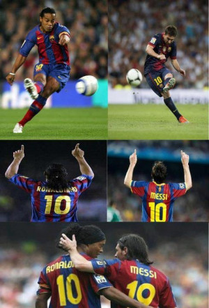 Lionel Messi and Ronaldinho.