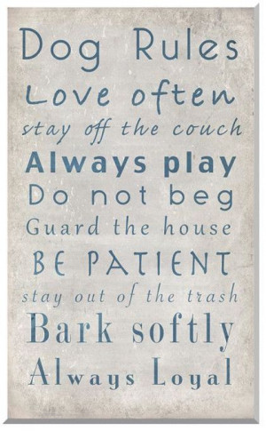 Dog Rules Family Quote Wall Art