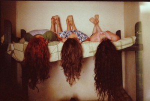 bed, curly, curly hair, girls, hair, hanging