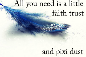 faith, feather, glitter, magic, peter pan, trust, typography
