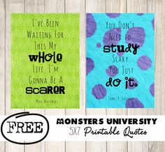 Monsters University-- Mike & Sulley FREE Printable Quote Wall Art ...