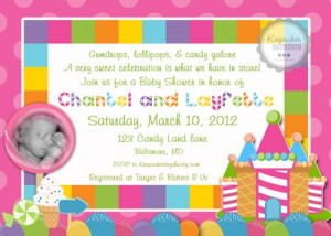 custom photo Candyland baby shower invitation