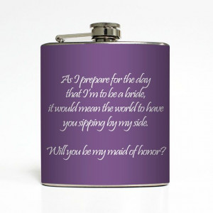 Bridesmaid Flask Custom Color Maid of Honor Sister MOH Matron of Honor ...