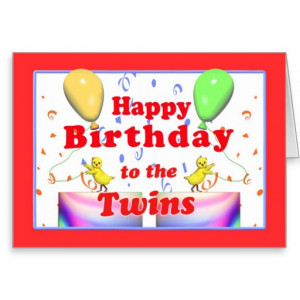 on birthday cakes holding balloons on a birthday card for twins ...