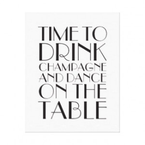 1920's Time to Drink Champagne Canvas white Gallery Wrapped Canvas