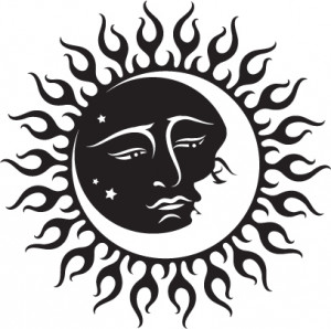 Celestial sun and moon design.