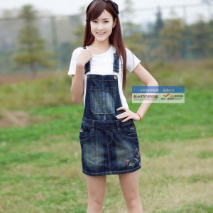 plus size denim pinafore dresses women suspender jpg