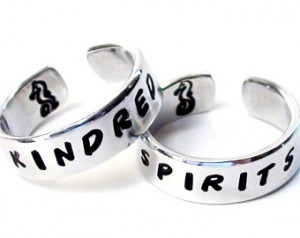 Hand Stamped Quote kindred spirits Rings gift Aluminum best friends ...