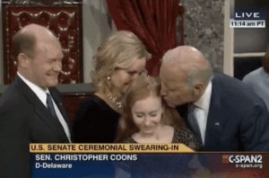 Biden recently tried to kiss Chris Coon's 13-year old daughter too: