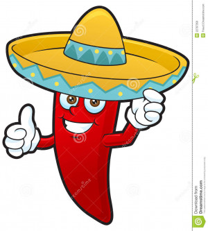 These are some of Mexican Chili Cartoon Wearing Sombrero Hat Stock ...