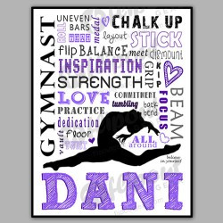 girls gymnastics word art