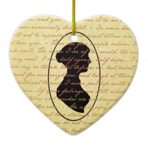 Jane Austen Quotes and Cameo Christmas Holiday Ornament