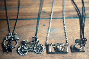 bicycle, camera, necklaces, paris