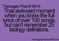 that awkward moment when you know the full lyrics of over 100 songs ...