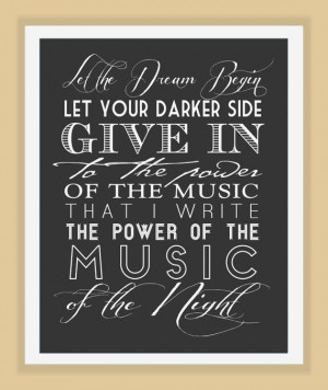 the Opera MUSIC of the NIGHT Broadway musical typography quote modern ...