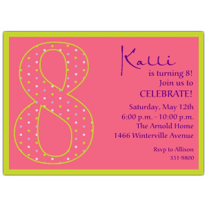 7th Birthday Girl Dots Invitations