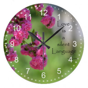 Roses with Love Quote Wall Clock