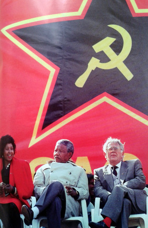 ... with his second wife Winnie and fellow comrade in arms, Joe Slovo
