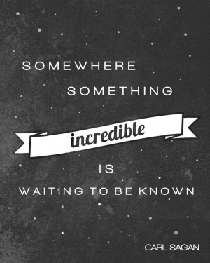 Somewhere something incredible is waiting to be known. Carl Sagan