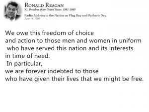 Meaningful President Ronald Reagan Memorial Day Quotes