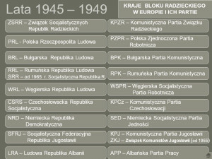 Lata 1945 – 1949 KRAJE BLOKU RADZIECKIEGO W EUROPIE I ICH PARTIE PRL ...