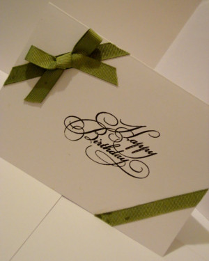 Green Ribbon and Bow Greeting Card - six sayings available