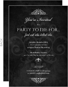 Murder Mystery Black Dinner Party Invitation