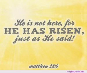 Bible reading Matthew 28:6 declaring that Jesus Christ has risen!