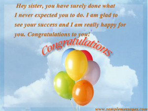 Congratulation for sister Success: