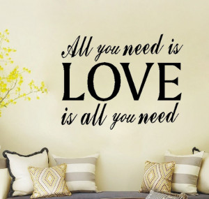 Lettering-All-You-Need-Is-Love-Words-Quote-Bedroom-Living-Room-Wall ...