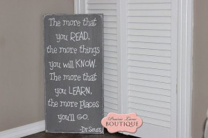 12x24 Wood Sign, Wall Art, Dr Seuss Quote, Chocolate brown, The more ...
