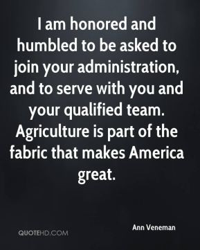 am honored and humbled to be asked to join your administration, and ...