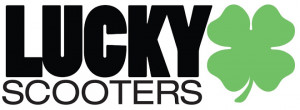 Lucky Pro Scooter Logo Lucky splatter griptape red.