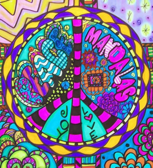 Peace, Love and Joy Mandala, Hippie Art Original Poster, Hippie ...