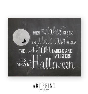 Image of Halloween Chalkboard Typograpgy Quote Wall Art Print